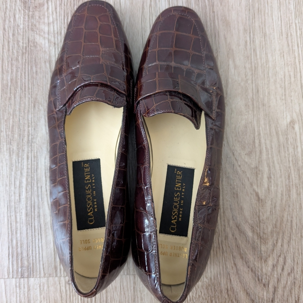 Classiques Entier Crocodile Patterned Brown Loafers